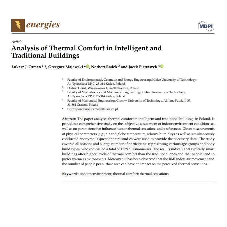 (IS-2023-110) Analysis Of Thermal Comfort In Intelligent And ...